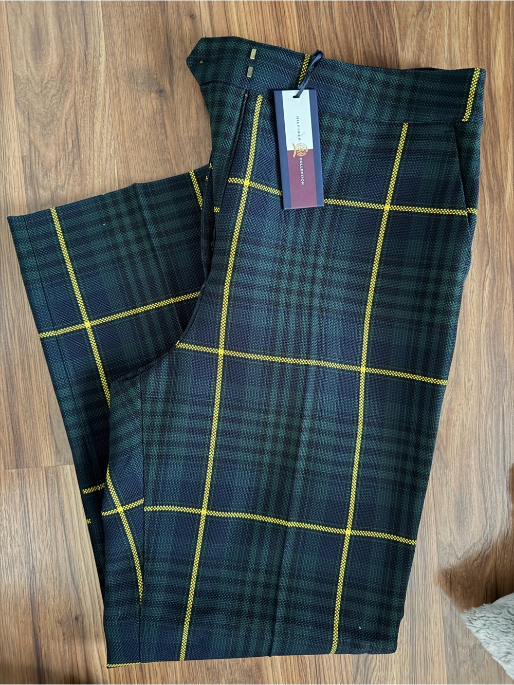 Tommy Hilfiger Green Plaid Pants Slacks Dress Pants with Yellow Accents